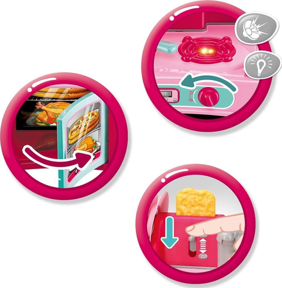 CUCINA PER BAMBINI PICCOLO CHEF 33PZ CON STOVIGLIE LUCI E SUONI ALTEZZA 70CM - 2