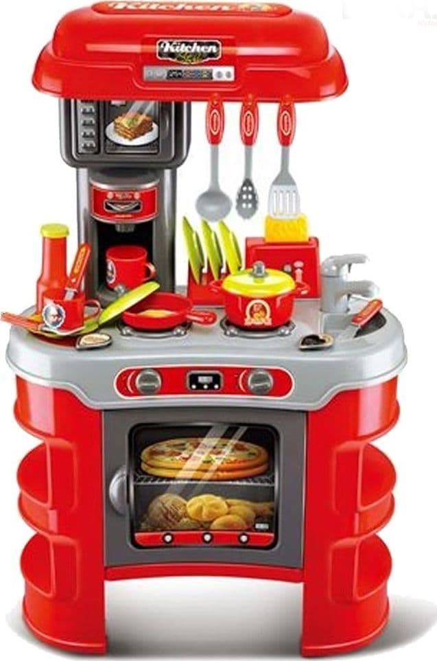 CUCINA PER BAMBINI PICCOLO CHEF 33PZ CON STOVIGLIE LUCI E SUONI ALTEZZA 70CM - 3