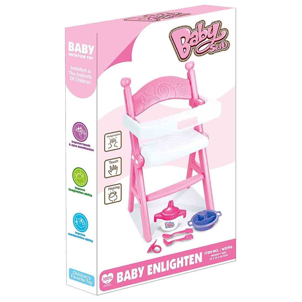 SEGGIOLONE PAPPA PER BAMBOLE SEDIA BAMBOLOTTI CON VASSOIO E ACCESSORI GIOCO - 3