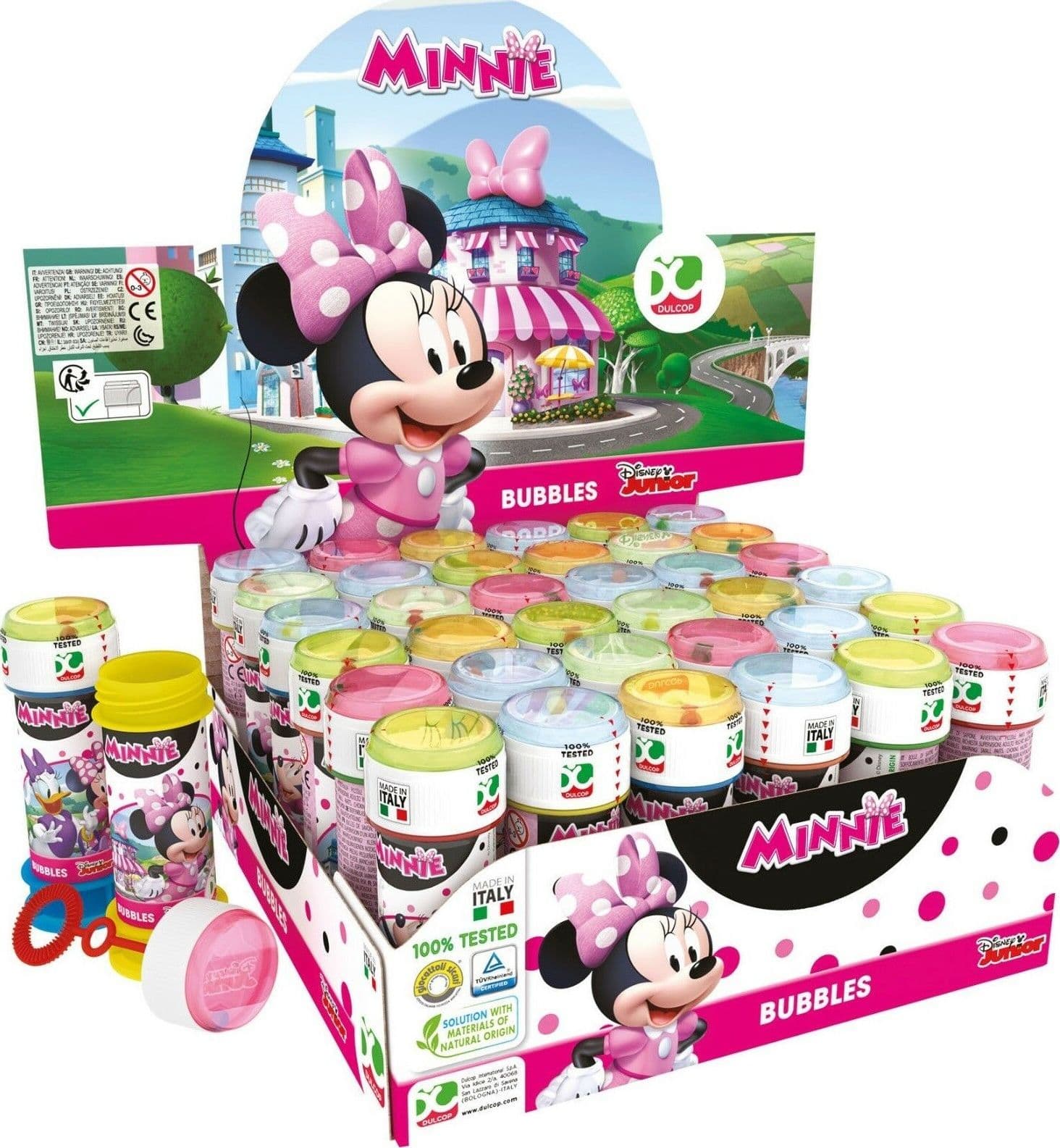 BOLLE DI SAPONE MINNIE CONFEZIONE 36 PZ FLACONE 60 ML GADGET PARTY