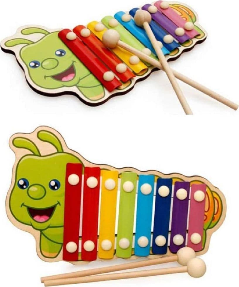 XILOFONO A FORMA DI BRUCO COLORATO GIOCO MUSICALE PER BAMBINI IN LEGNO 8 TONI - 2