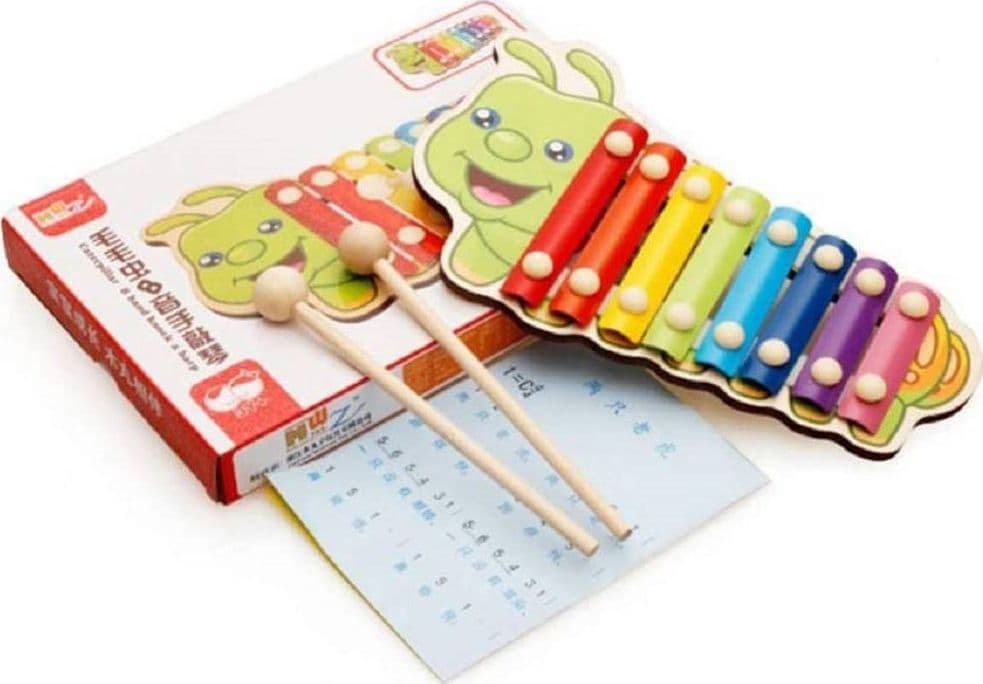 XILOFONO A FORMA DI BRUCO COLORATO GIOCO MUSICALE PER BAMBINI IN LEGNO 8 TONI - 3