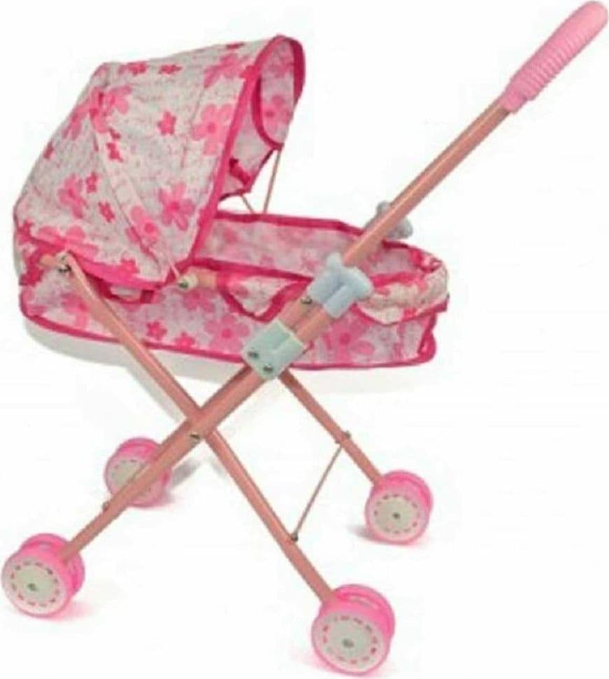 PASSEGGINO PER BAMBOLE CON CAPPOTTINA CARROZZINA RICHIUDIBILE 4 RUOTE - 2