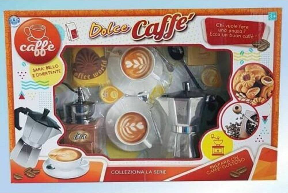 DOLCE CAFFÈ CAFFETTIERA MACINA TAZZINE CUCCHIAINO GIOCATTOLO GIOCO BAMBINA