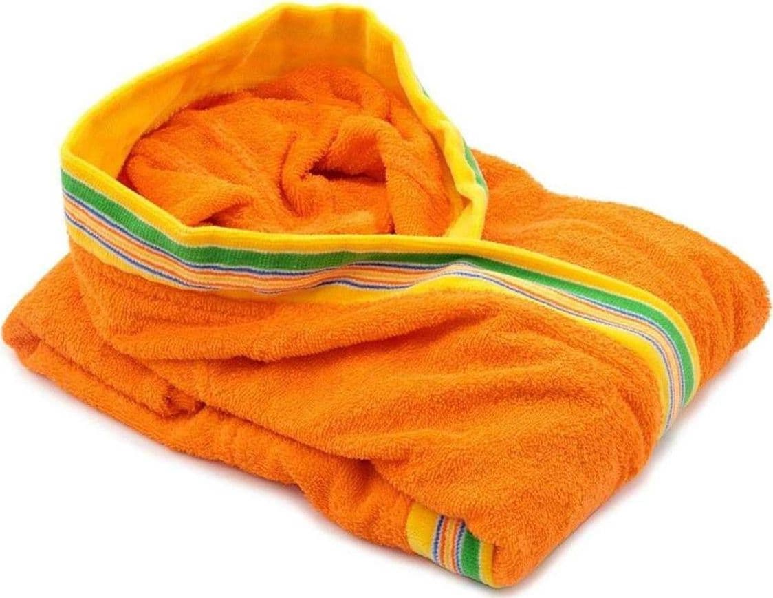 GABEL ACCAPPATOIO BIMBI PONGO CON CAPPUCCIO SPUGNA IN PURO COTONE E BORDO JACQUARD VARI COLORI E MISURE – Arancio – tessuto