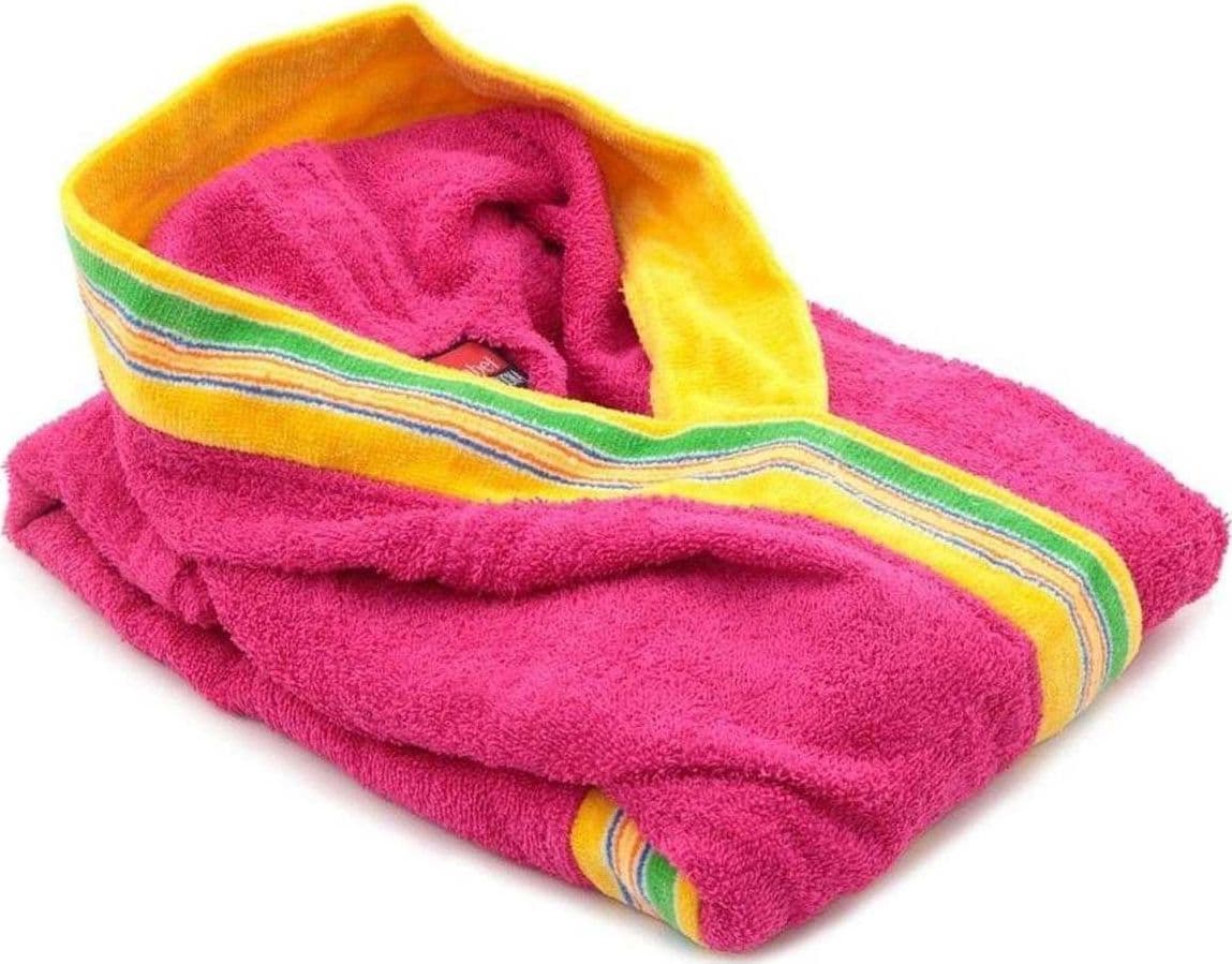 GABEL ACCAPPATOIO BIMBI PONGO CON CAPPUCCIO SPUGNA IN PURO COTONE E BORDO JACQUARD VARI COLORI E MISURE – 6 Anni, Fucsia –