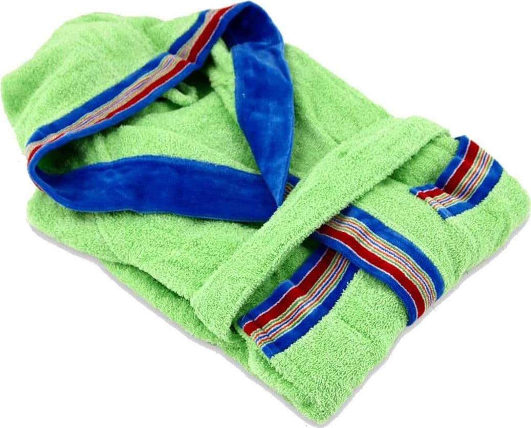 GABEL ACCAPPATOIO BIMBI PONGO CON CAPPUCCIO SPUGNA IN PURO COTONE E BORDO JACQUARD VARI COLORI E MISURE – Verde – tessuto