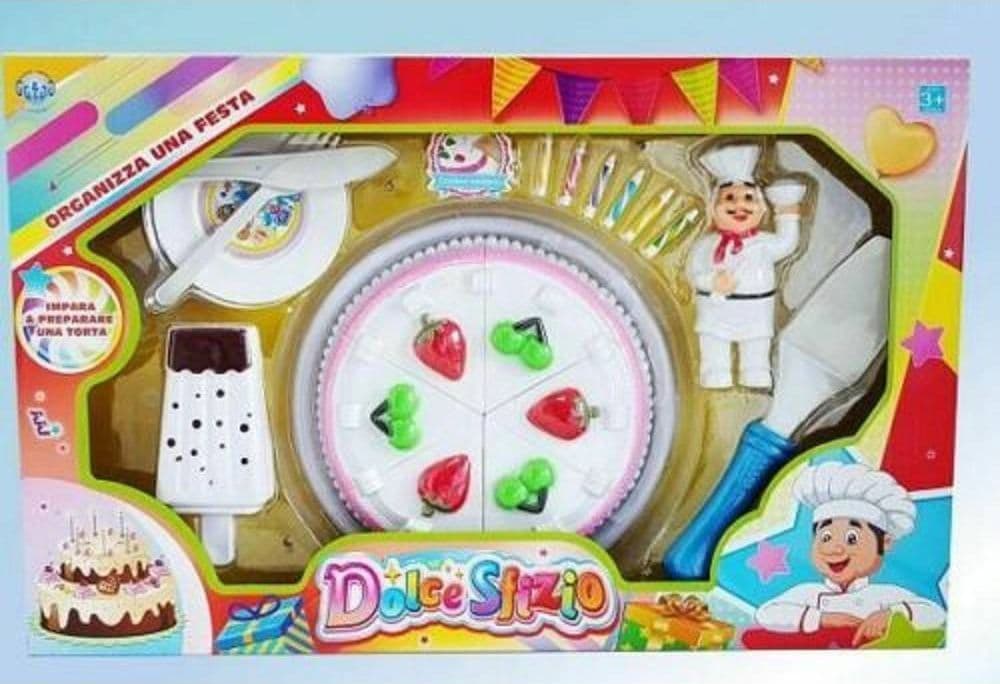 DOLCE SFIZIO TORTA CANDELINE PALETTA POSATE FESTA GIOCATTOLO GIOCO BAMBINA
