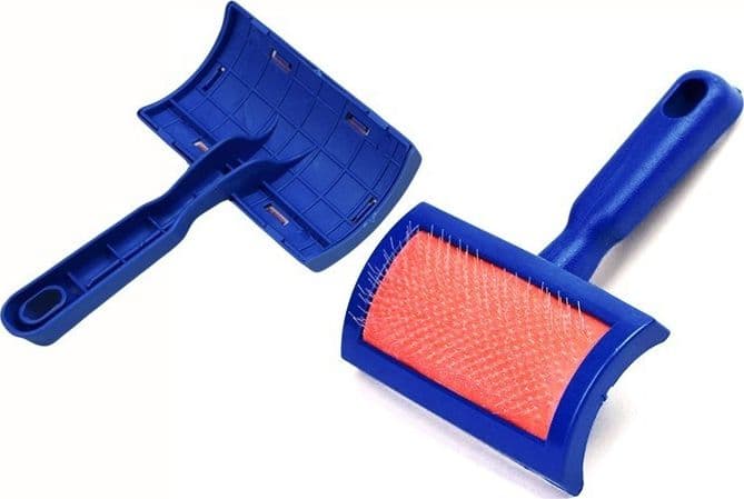 SPAZZOLA PER CANI E GATTI 8X14 CM CON CARDATORE PETTINI PER PELO PROTEZIONE AGHI - 2