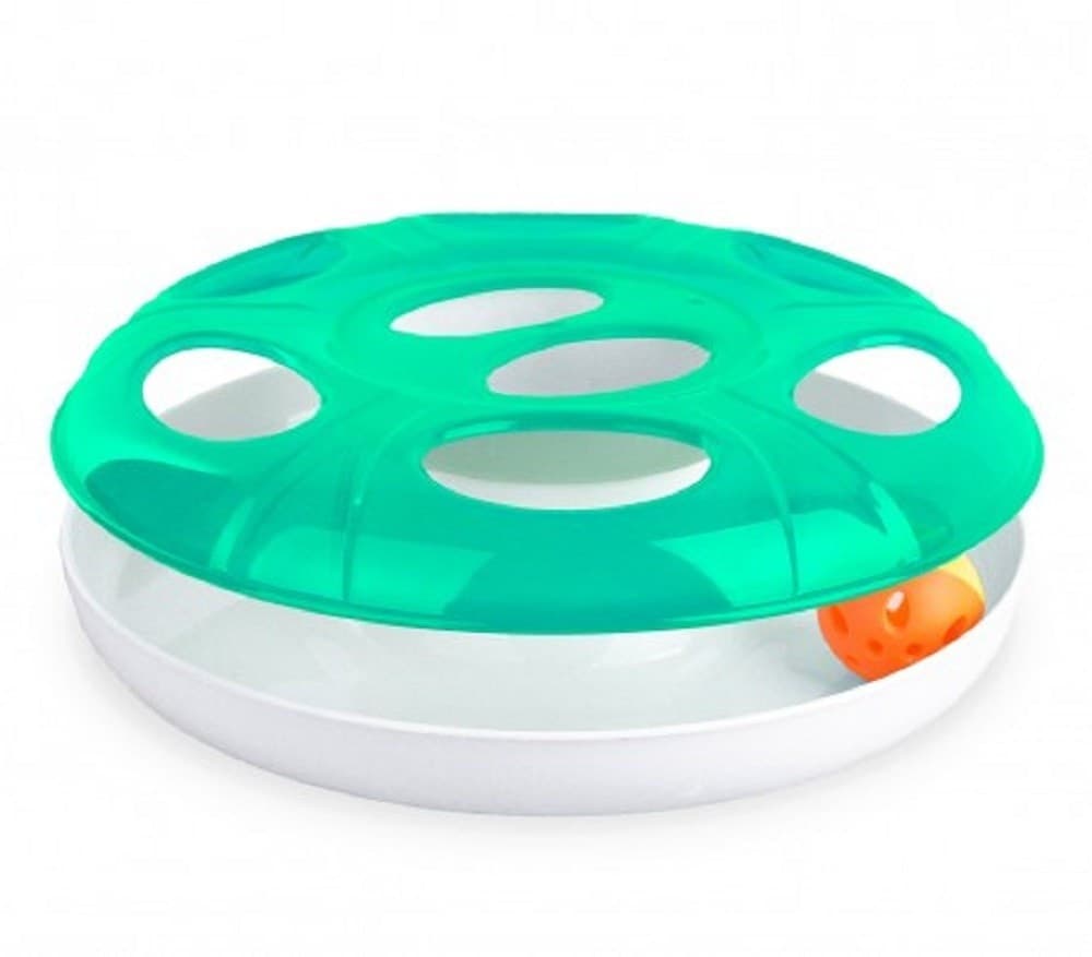 GIOCO PER GATTI GATTO INTERATTIVO IN PLASTICA CON PALLINA UFO Ø 25 CM CIRCA - 4