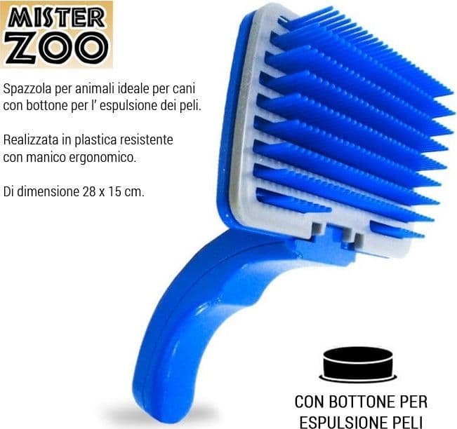 SPAZZOLA PETTINE PER CANI GATTI ANIMALI CON TASTO ESPULSIONE PELI COLORE BLU - 2