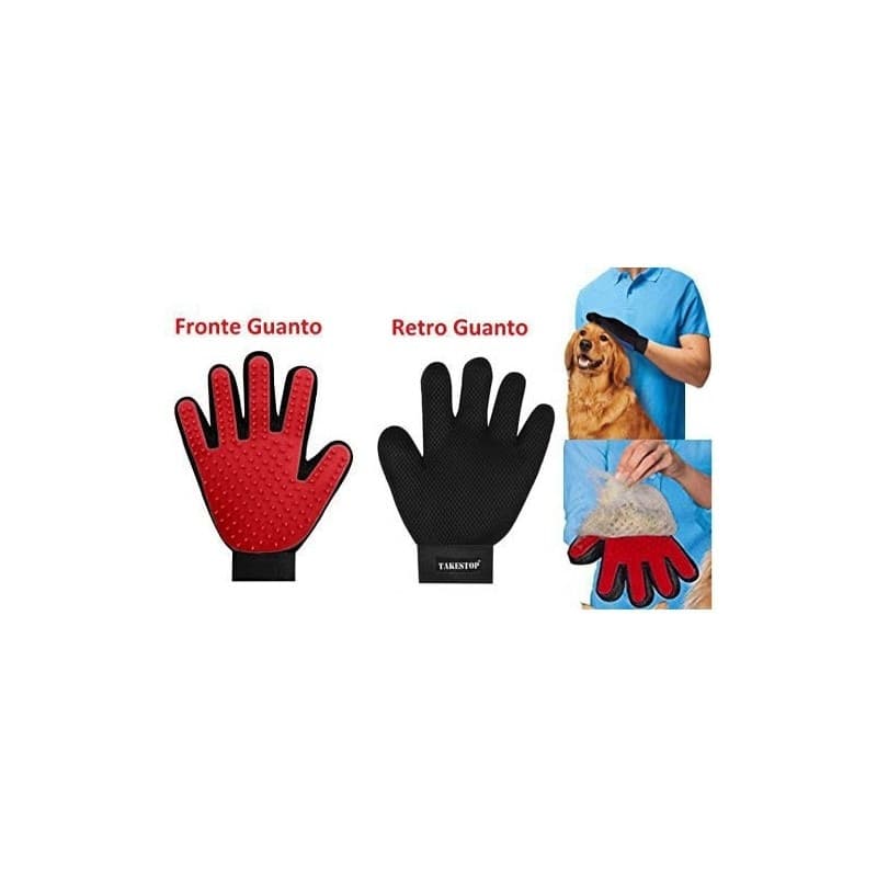 GUANTO SPAZZOLA CARDATORE ELIMINA PELI CORTI E LUNGHI PER CANE GATTO GLOVE TOUCH - 4