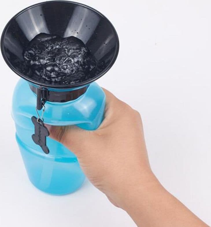 BOTTIGLIA DISPENSER ACQUA 400 ML CANE CANI GATTO GATTI CON CIOTOLA DA VIAGGIO - 2