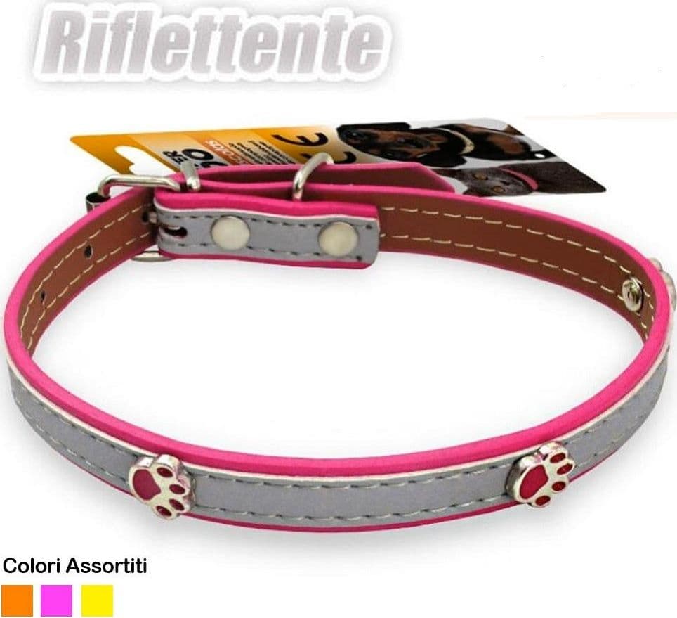 COLLARE PER CANI CUCCIOLI GATTI ANIMALI IN CUOIO 40 CM STRASS ZAMPETTA UNISEX - 2