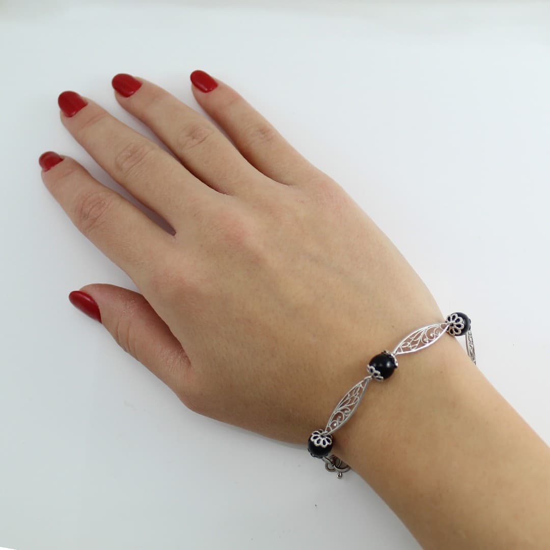 Bracciale Su Coccu in filigrana sarda e rombi argento - 2