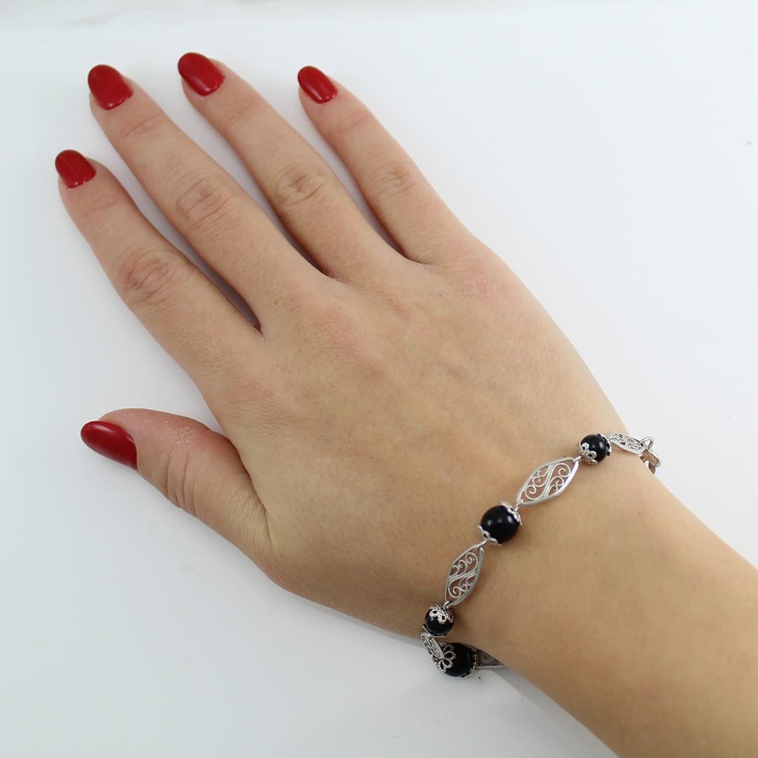 Bracciale Su Coccu e rombi traforati in argento Sardegna - 2