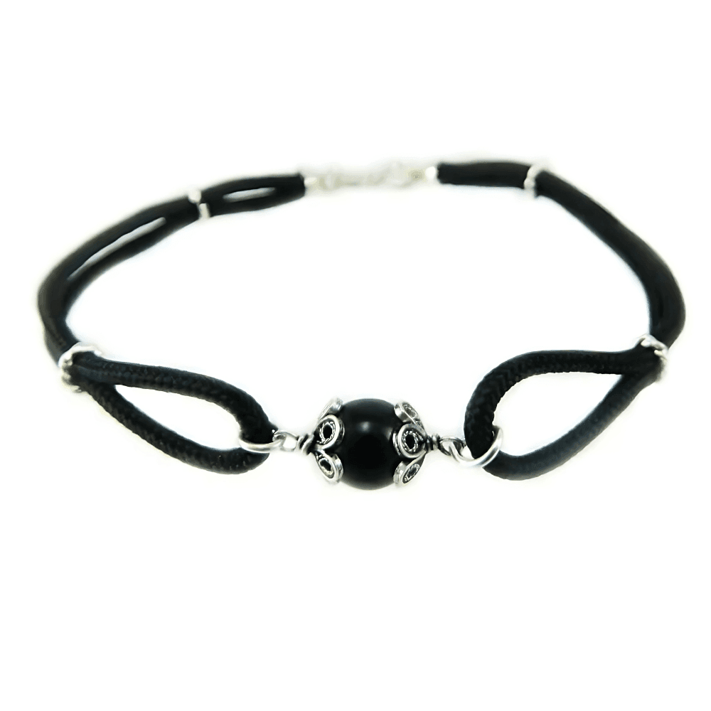 Bracciale Uomo Sardo con Su Coccu in Onice – Sagola Nera e Argento – Portafortuna in Bracciali Gioielleria Saba - Dolianova, commercioVirtuoso.it