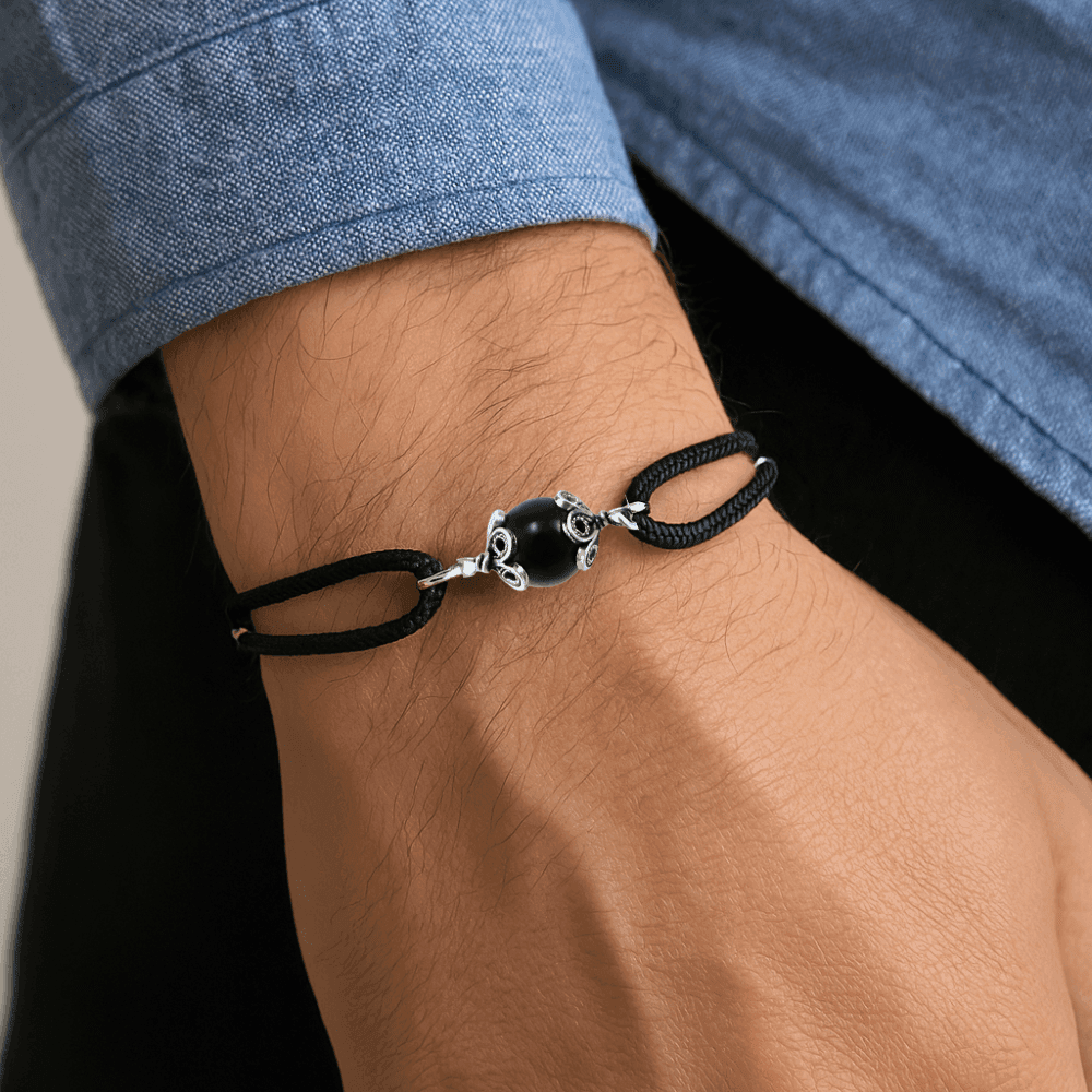 Bracciale Uomo Sardo Su Coccu Onice e Sagola Nera - 3