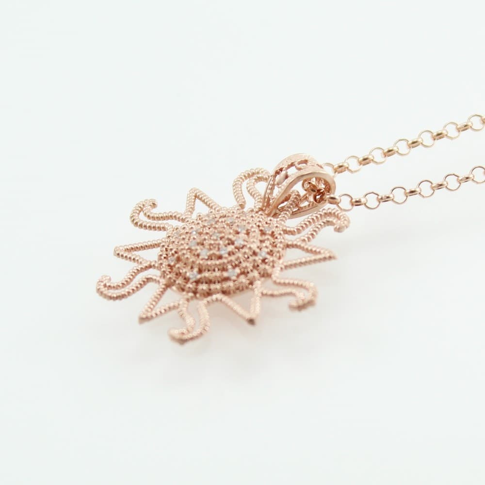 Collana Filigrana Sarda Argento Rosa - Sole e Corbula - 2
