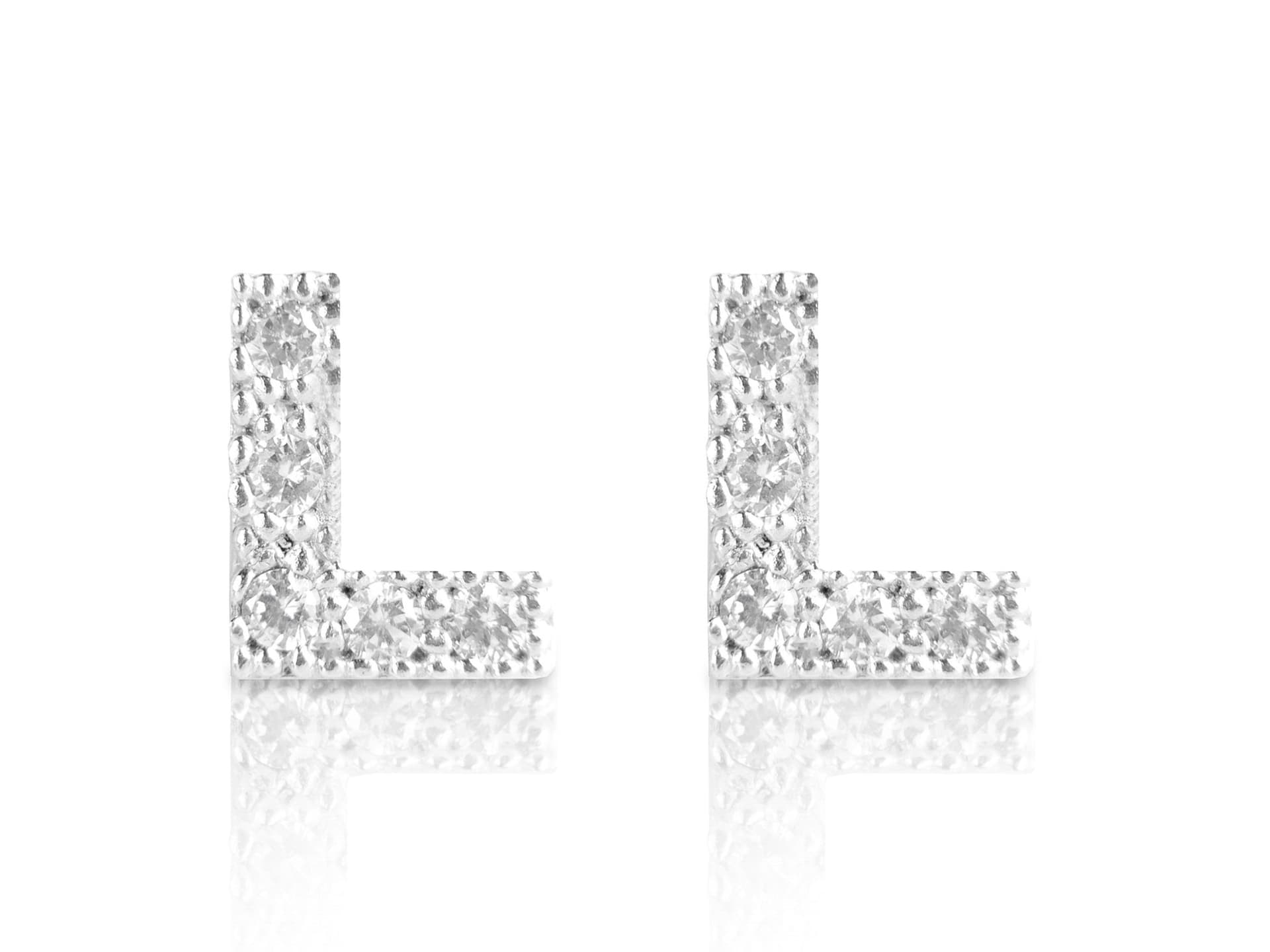 Orecchini Punto Luce Iniziale in Argento e Zirconi - 12