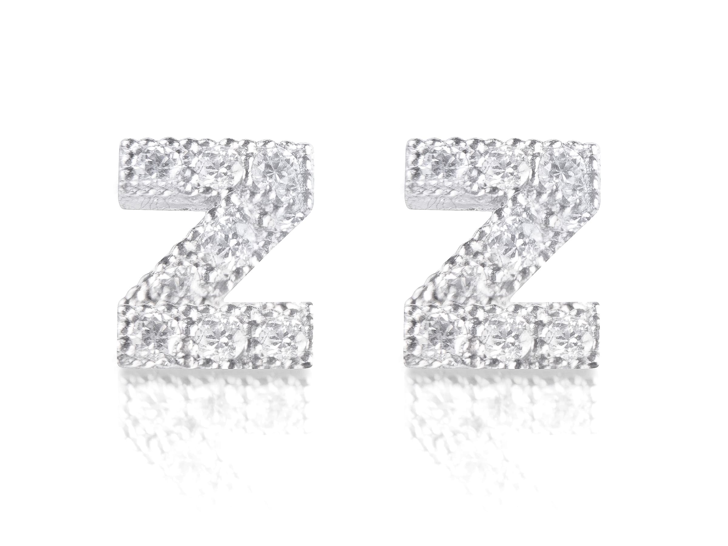 Orecchini Punto Luce Iniziale in Argento e Zirconi - 23