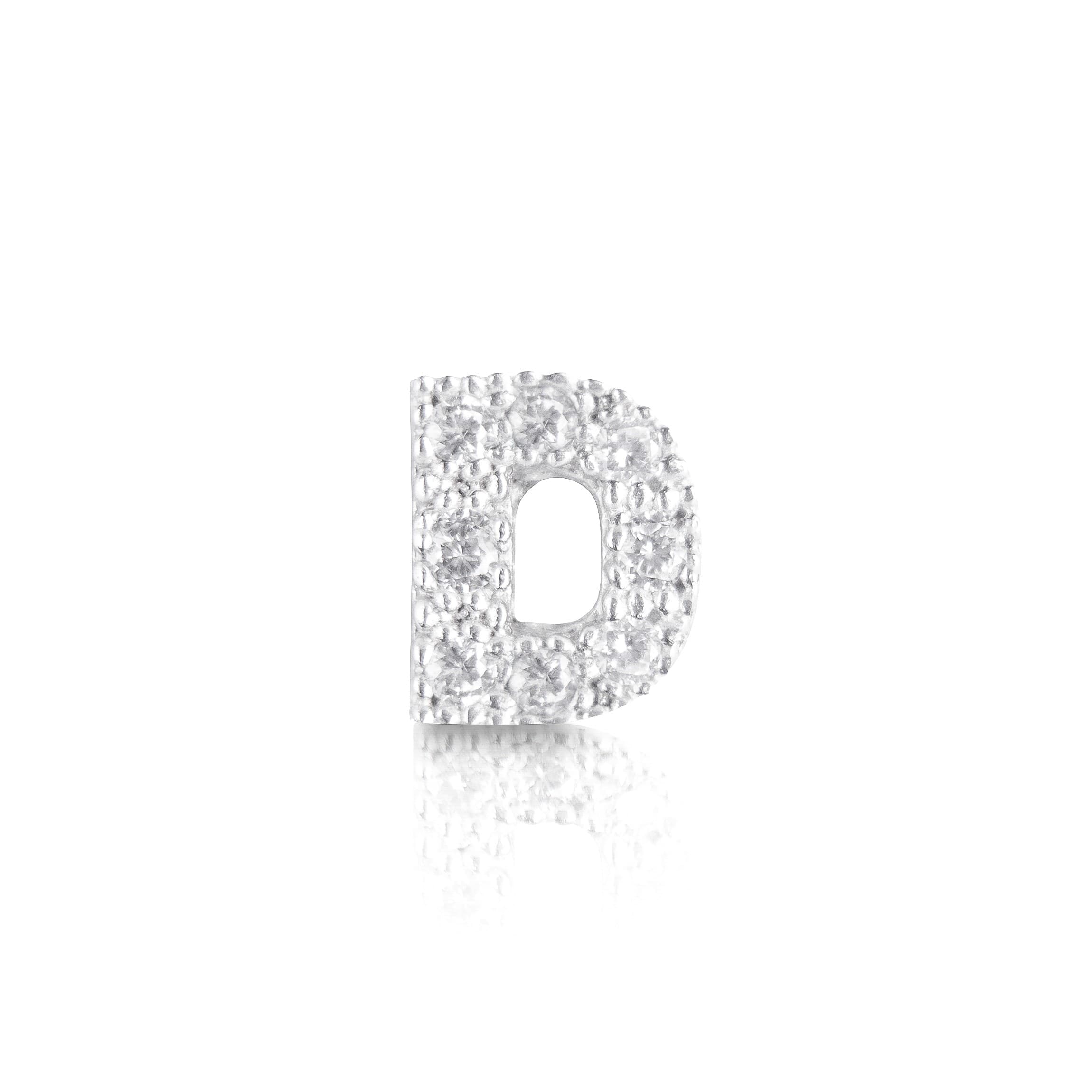 Orecchino Argento 925 Iniziale Lettera con Zirconi - 4