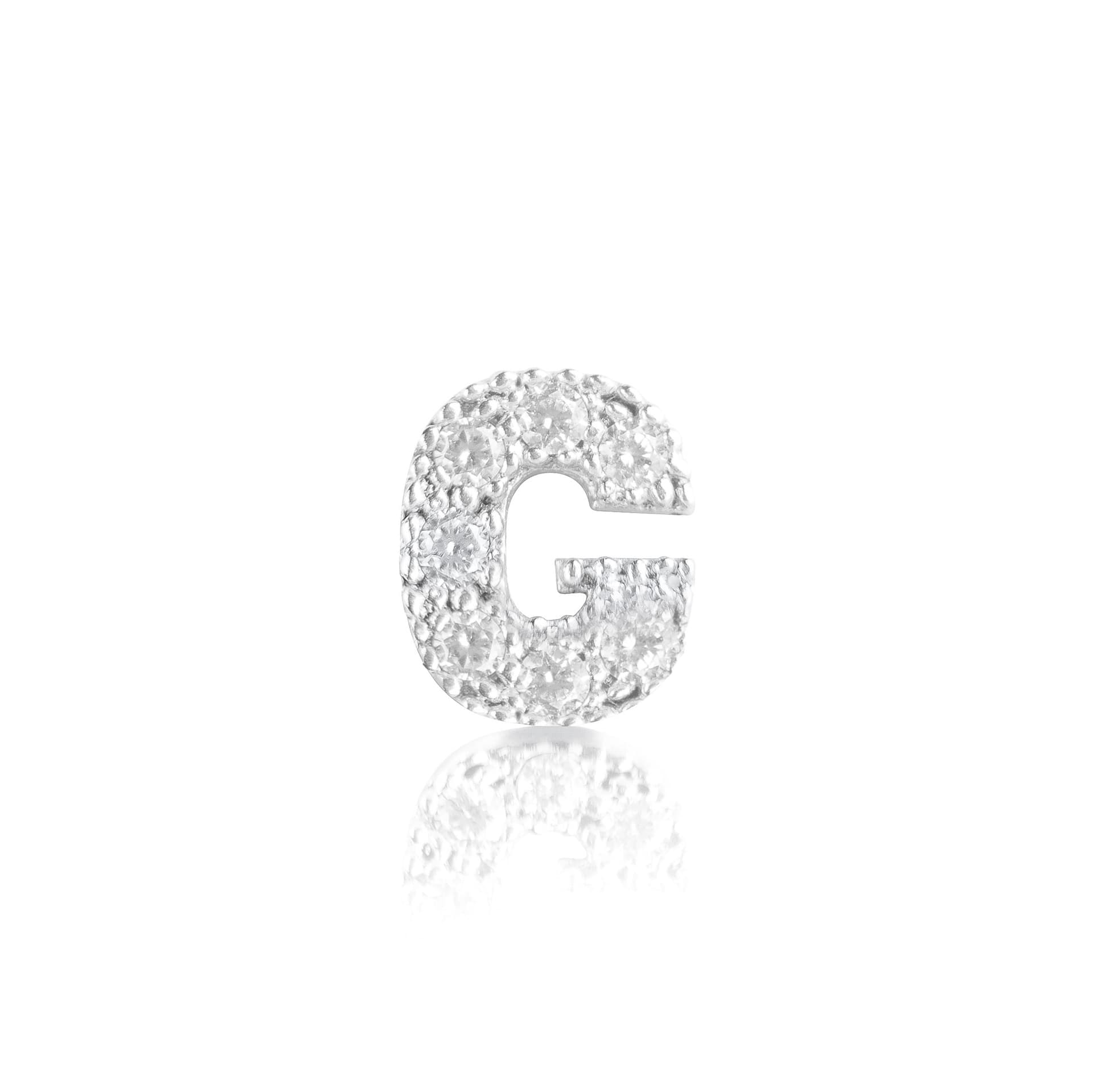 Orecchino Argento 925 Iniziale Lettera con Zirconi - 7