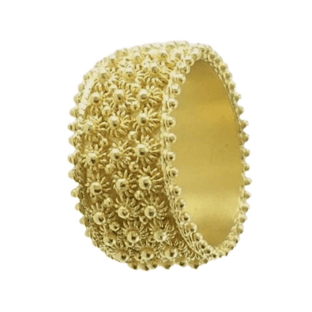 anello filigrana sarda oro giallo 18 kt giro completo 3 file - 3