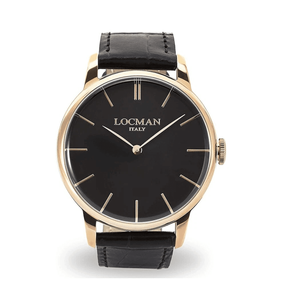 Locman 1960 Orologio Solo Tempo Classico Nero Cassa Rosè - 2