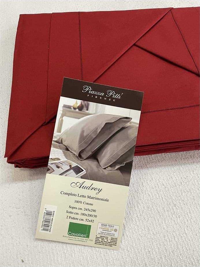CAVALIERI COMPLETO LENZUOLA MATRIMONIALE COTONE CON PUNTO CATENELLA AUDREY – Bordeaux – tessuto