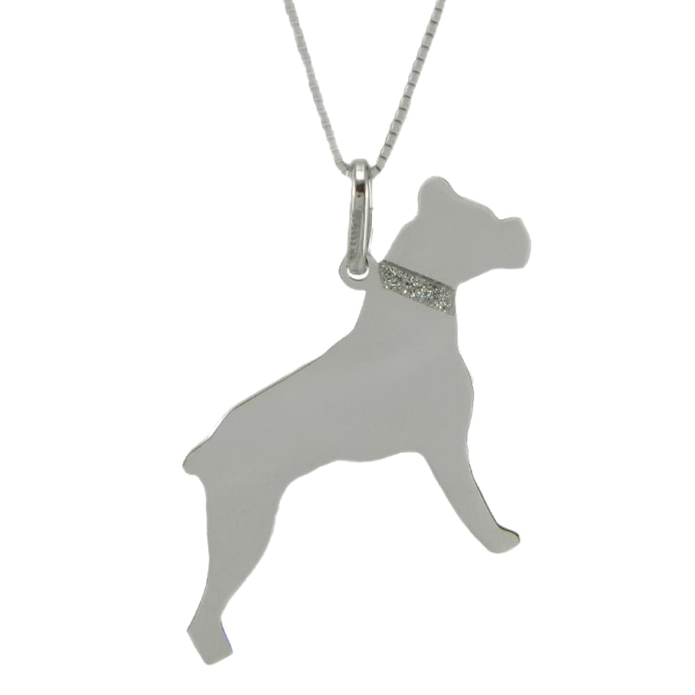 Collana Cane Boxer in Argento 925 - Incisione Gratuita
