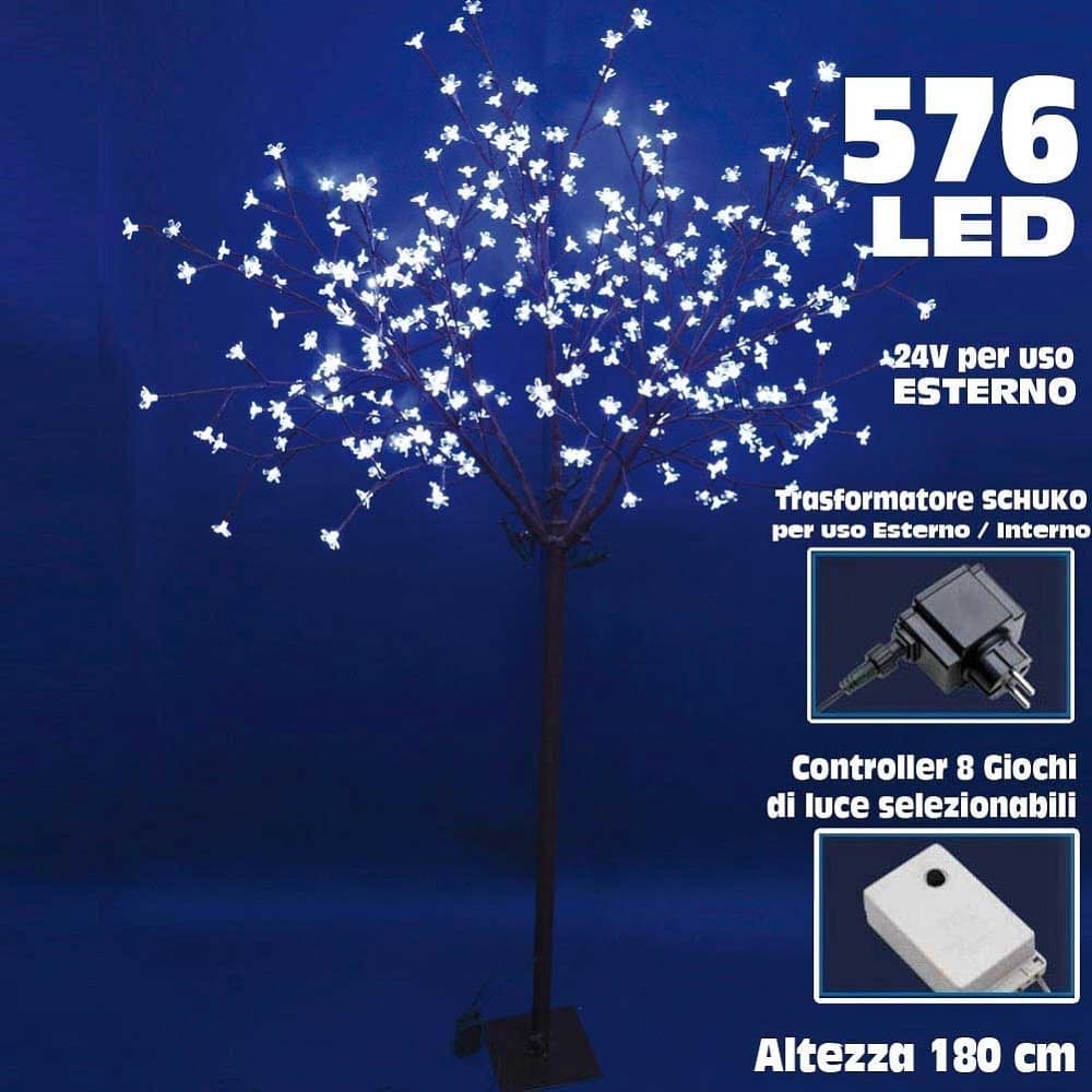 ALBERO DI NATALE LUMINOSO CILIEGIO PER ESTERNO 576 LED H 180 CM BIANCO FREDDO - 2