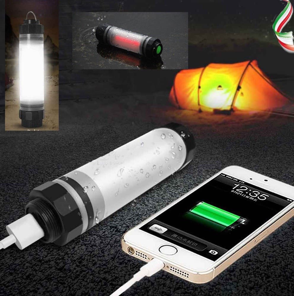 LANTERNA LED TORCIA PORTATILE LAMPADA 5200MAH EMERGENZA RICARICABILE USB POWERBANK - 2