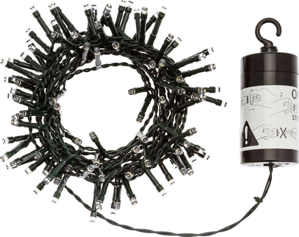 CATENA LUMINOSA 5MT LUCI NATALE 48LED A BATTERIA BIANCO CALDO INTERNO ESTERNO - 2
