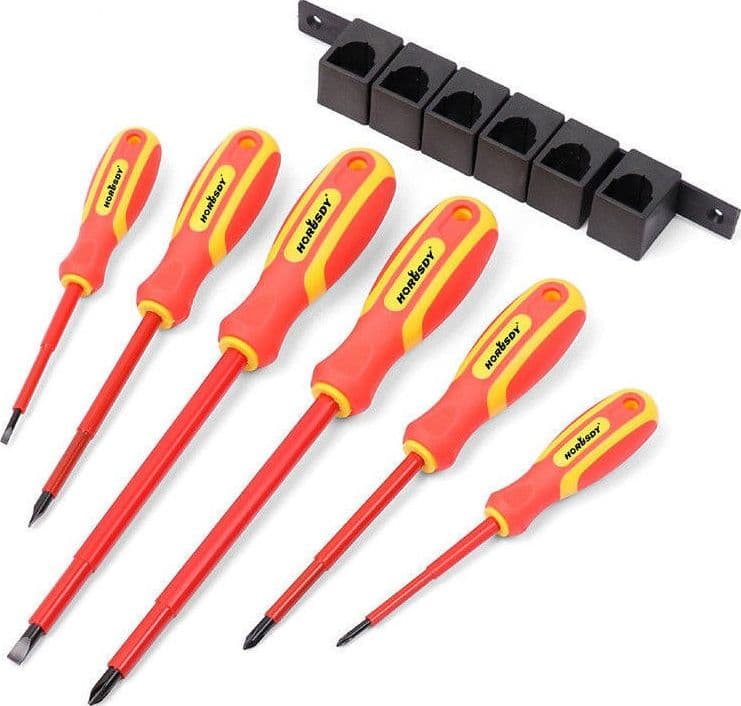 SET 6 CACCIAVITI CACCIAVITE CROCE E TAGLIO ISOLANTI CON PUNTE MAGNETICHE - 4
