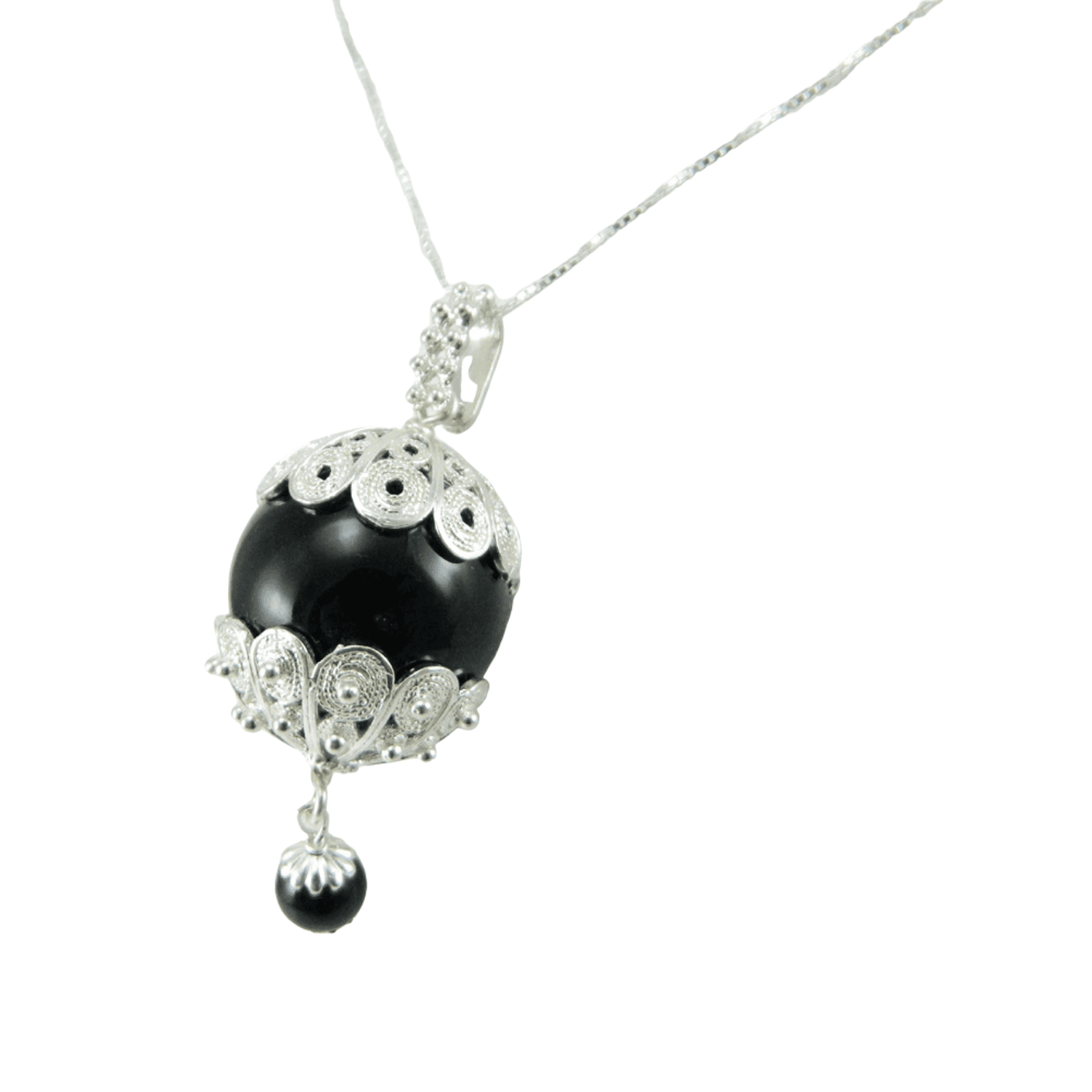 Collana Su Coccu Grande in Argento 925 e Onice - 2
