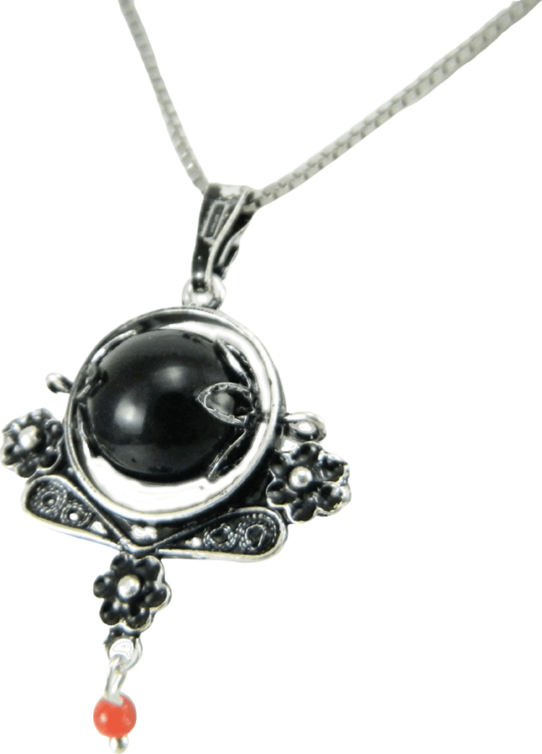 Collana Su Coccu e Corallino Portafortuna Argento Brunito - 2