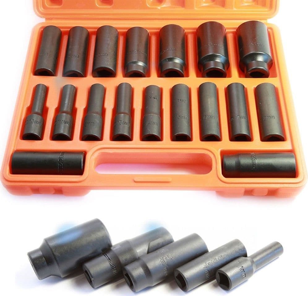 KIT SET 18 BUSSOLE 1/2" ESAGONALI PER AVVITATORE PISTOLA PNEUMATICA DA 10 A 32MM