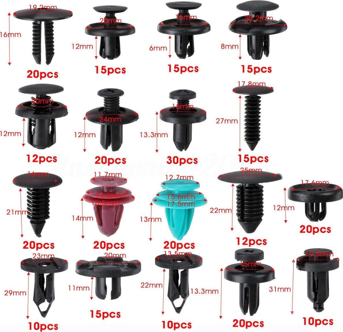299PZ PLASTICA TRIM CLIP RIVETTI CLIP KIT FERMI DI SPINTA AUTO ABITACOLO ESTERNI - 4