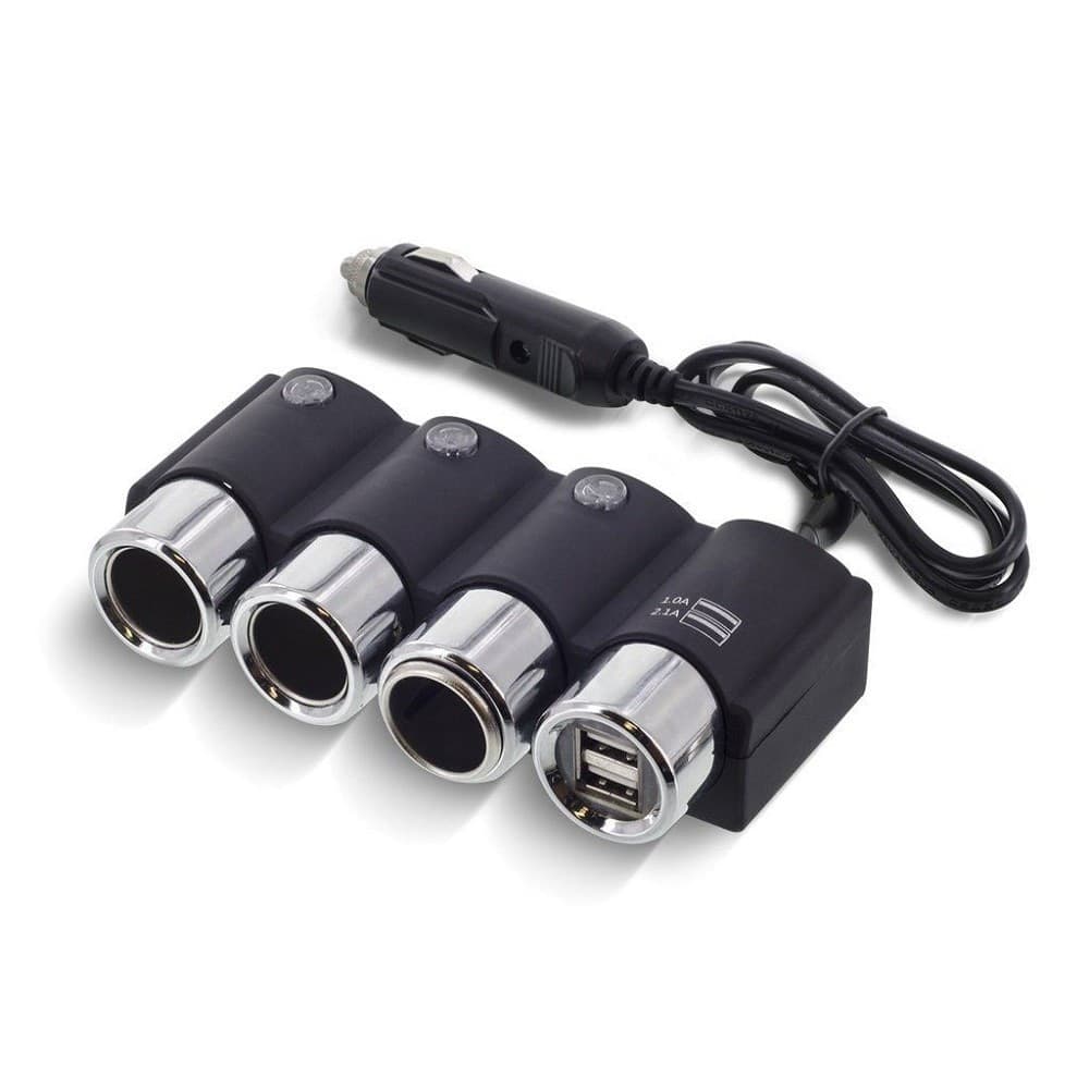 SDOPPIATORE PRESA ACCENDISIGARI 3 POSTI 2 PORTE USB CARICA BATTERIA 120W IC-1503 - 2