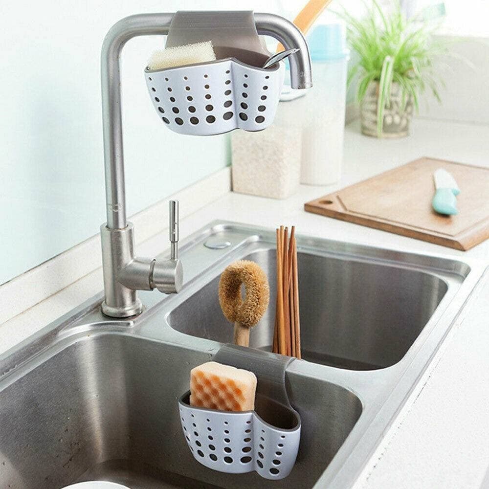 PORTA SPUGNE ORGANIZZATORE PORTAOGGETTI LAVELLO CUCINA SALVASPAZIO 2 SCOMPARTI - 4