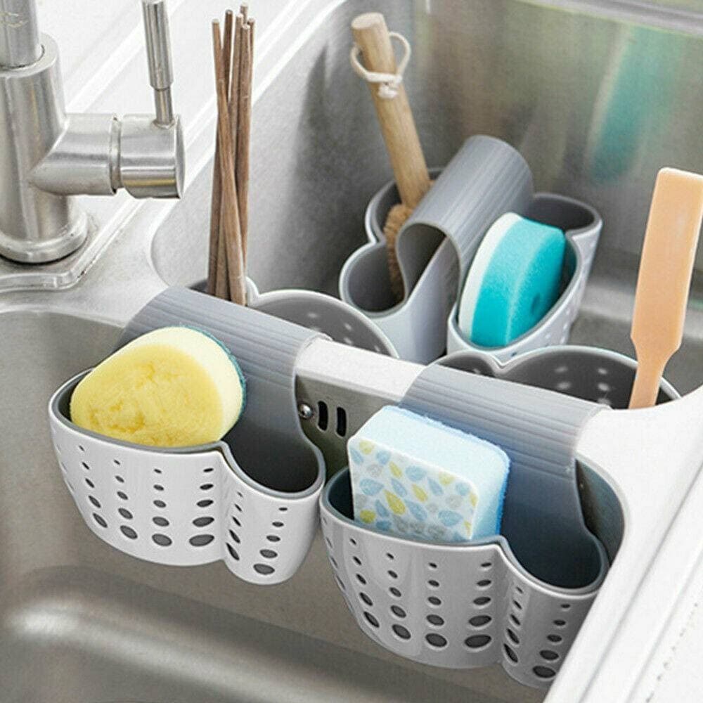 PORTA SPUGNE ORGANIZZATORE PORTAOGGETTI LAVELLO CUCINA SALVASPAZIO 2 SCOMPARTI - 5