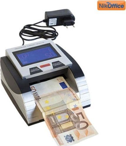 RILEVATORE BANCONOTE FALSE VERIFICA CONTA BANCONOTE A BATTERIA E DC 9V BCE TESTE - 2