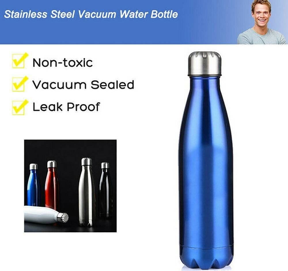 PORTATILE BORRACCIA BOTTIGLIA D'ACQUA ACCIAIO INOX TERMICA CALDO FREDDO 500 ML - 12