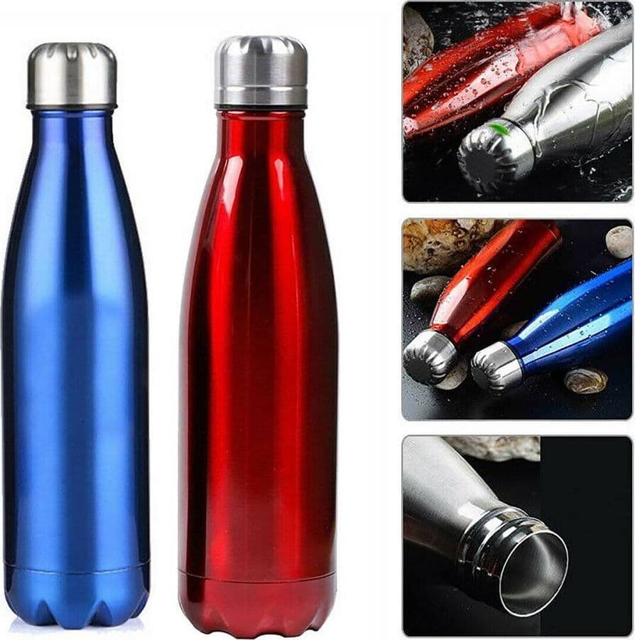 PORTATILE BORRACCIA BOTTIGLIA D'ACQUA ACCIAIO INOX TERMICA CALDO FREDDO 500 ML - 4
