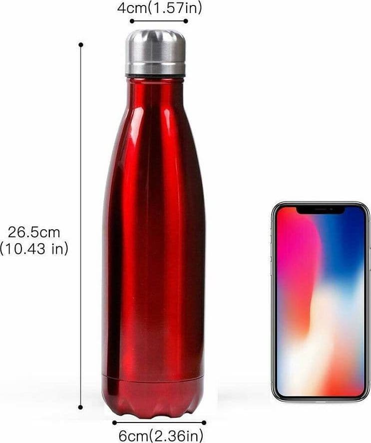 PORTATILE BORRACCIA BOTTIGLIA D'ACQUA ACCIAIO INOX TERMICA CALDO FREDDO 500 ML - 6