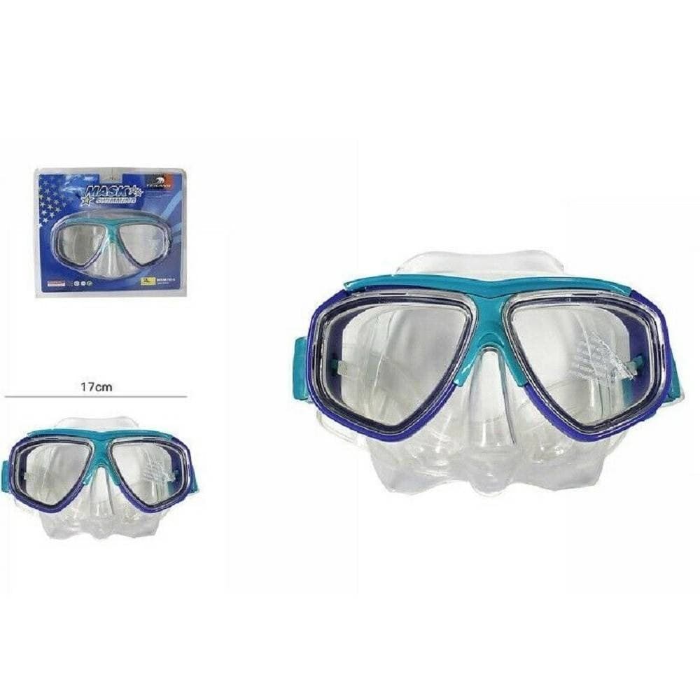MASCHERA PER IMMERSIONI SUBACQUEE SNORKELING SUB MARE PISCINA COLORE BLU AZZURRO - 2