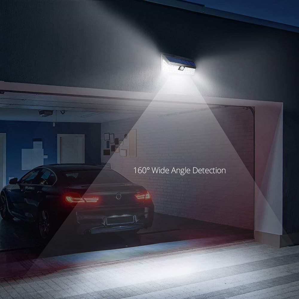 FARO 118 LED CON PANNELLO SOLARE E SENSORE DI MOVIMENTO FARETTO CREPUSCOLARE 30W - 6