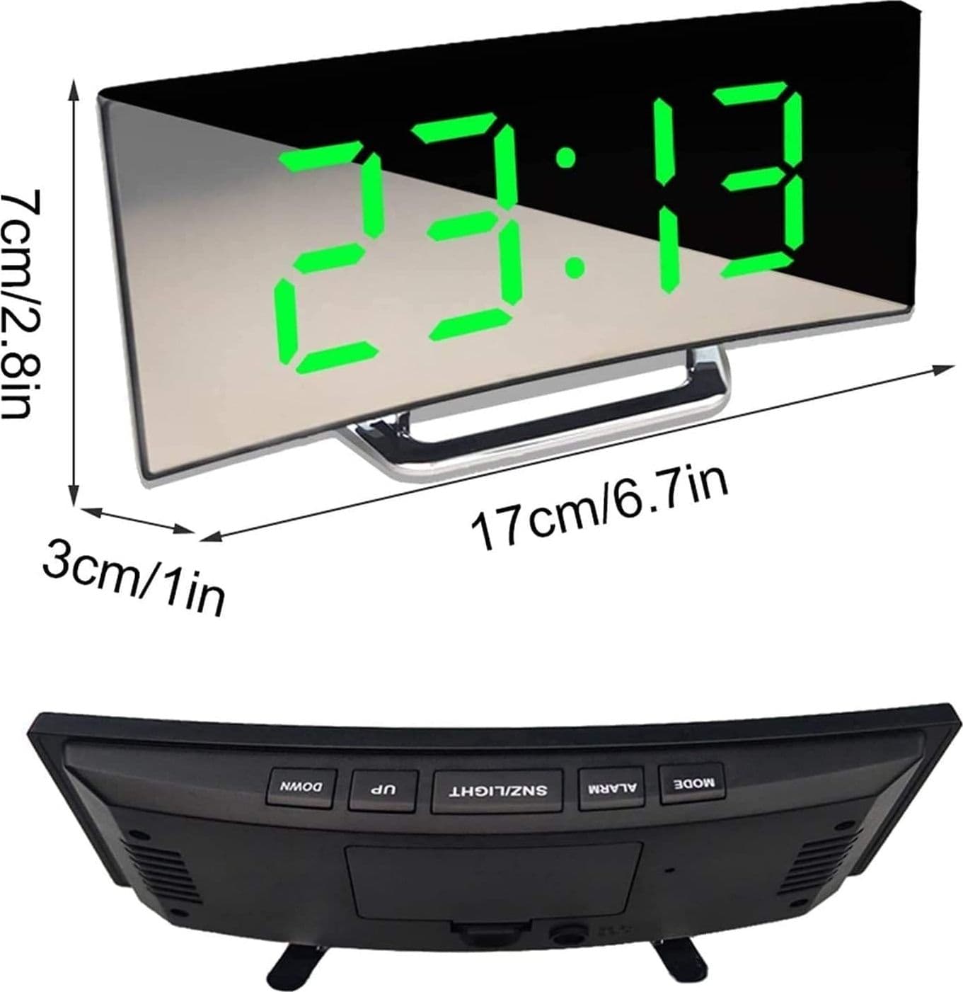 OROLOGIO SVEGLIA DIGITALE CON DATARIO TERMOMETRO DISPLAY A SPECCHIO DA TAVOLO - 6