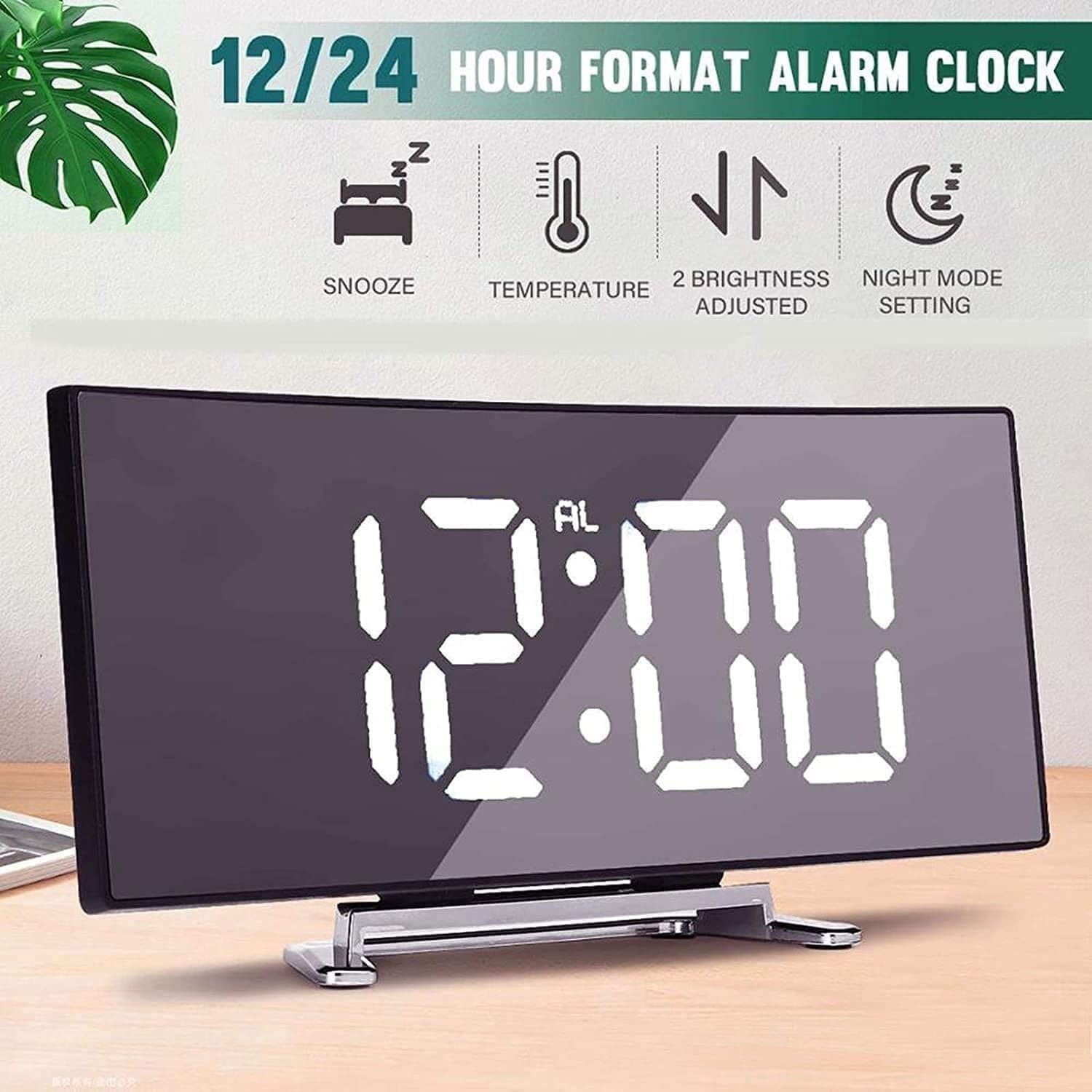 OROLOGIO SVEGLIA DIGITALE CON DATARIO TERMOMETRO DISPLAY A SPECCHIO DA TAVOLO - 9
